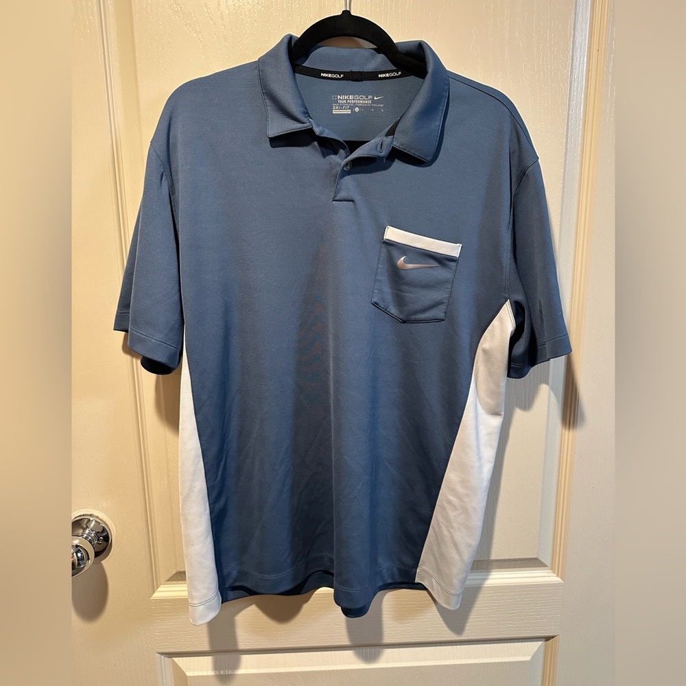 Nike Tour Performance Dri-Fit Blue&Gray Polo- Large